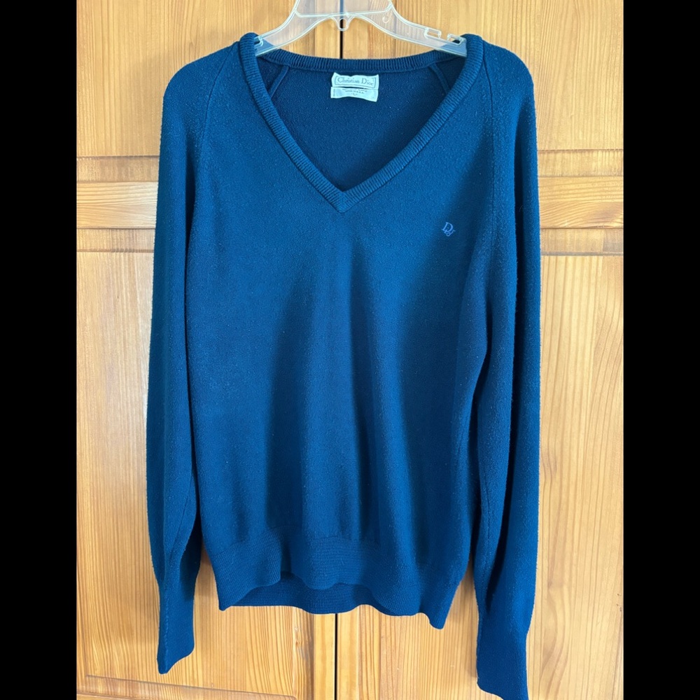 Dior Navy Blue V-Neck Sweater